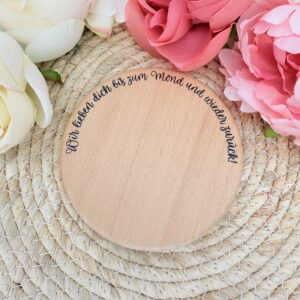 Kerzenteller Holz "Wir liebe dich bis zum Mond" 12 cm – Bild 3